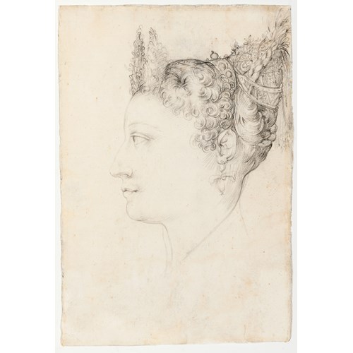 The Head of a Woman with an Elaborate Hairstyle in Profile